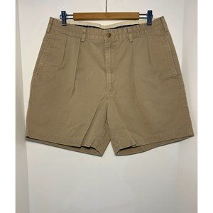 Men's Ralph Lauren Chino Shorts Tan Khaki Prospect Flat Front Logo-SIZE: 35